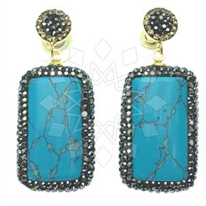 925 Sterling Silver Gem and Crystals Single Drop Earrings