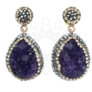 925 Sterling Silver Gem and Crystals Single Drop Earrings