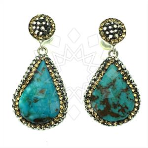 925 Sterling Silver Gem and Crystals Single Drop Earrings