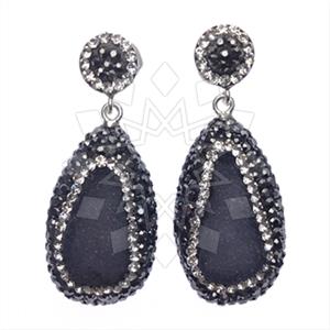 925 Sterling Silver Gem and Crystals Single Drop Earrings