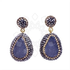 925 Sterling Silver Gem and Crystals Single Drop Earrings