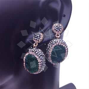 925 Sterling Silver Gem and Crystals Single Drop Earrings