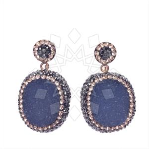 925 Sterling Silver Gem and Crystals Single Drop Earrings