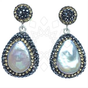 925 Sterling Silver Gem and Crystals Single Drop Earrings