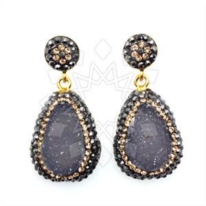 925 Sterling Silver Gem and Crystals Single Drop Earrings