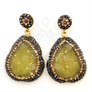 925 Sterling Silver Gem and Crystals Single Drop Earrings