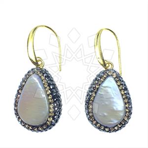 925 Sterling Silver Gem and Crystals Single Drop Earrings