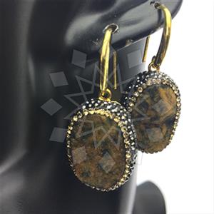 925 Sterling Silver Gem and Crystals Single Drop Earrings