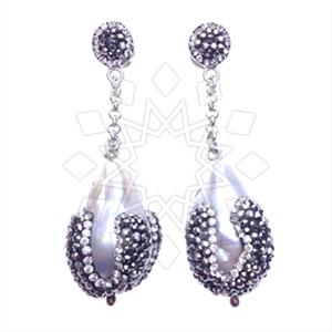 925 Sterling Silver Gem and Crystals Single Drop Earrings