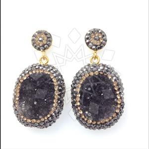 925 Sterling Silver Gem and Crystals Single Drop Earrings