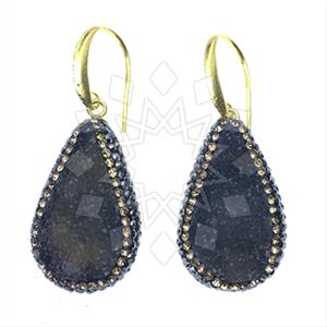 925 Sterling Silver Gem and Crystals Single Drop Earrings