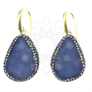 925 Sterling Silver Gem and Crystals Single Drop Earrings