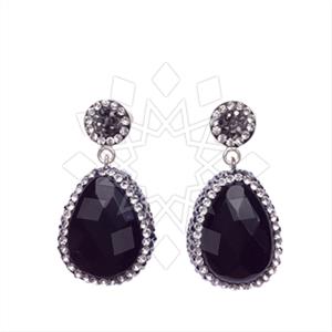 925 Sterling Silver Gem and Crystals Single Drop Earrings