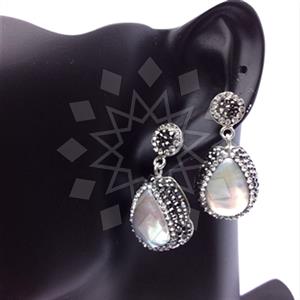 925 Sterling Silver Gem and Crystals Single Drop Earrings