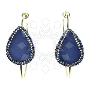 925 Sterling Silver Gem and Crystals Single Drop Earrings