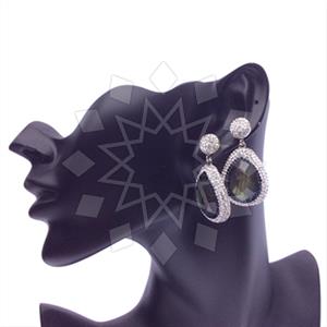 925 Sterling Silver Gem and Crystals Single Drop Earrings