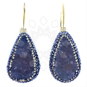 925 Sterling Silver Gem and Crystals Single Drop Earrings