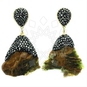 925 Sterling Silver Gem and Crystals Single Drop Earrings