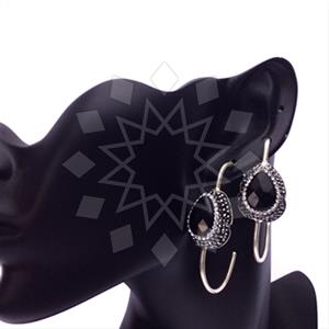 925 Sterling Silver Gem and Crystals Single Drop Earrings