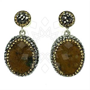 925 Sterling Silver Gem and Crystals Single Drop Earrings