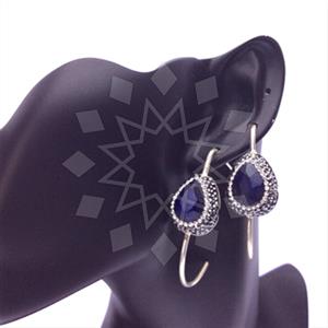 925 Sterling Silver Gem and Crystals Single Drop Earrings