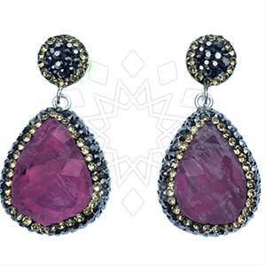 925 Sterling Silver Gem and Crystals Single Drop Earrings