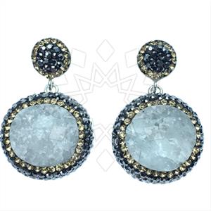 925 Sterling Silver Gem and Crystals Single Drop Earrings