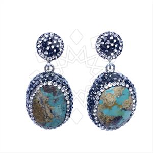 925 Sterling Silver Gem and Crystals Single Drop Earrings