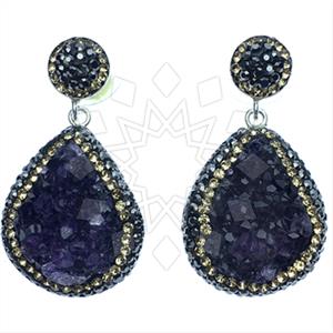 925 Sterling Silver Gem and Crystals Single Drop Earrings