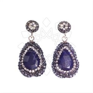 925 Sterling Silver Gem and Crystals Single Drop Earrings