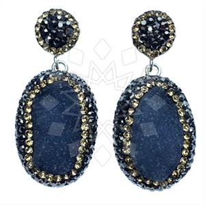 925 Sterling Silver Gem and Crystals Single Drop Earrings