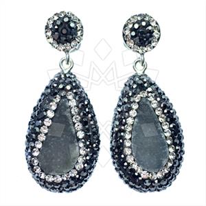 925 Sterling Silver Gem and Crystals Single Drop Earrings