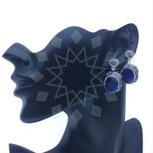 925 Sterling Silver Gem and Crystals Single Drop Earrings