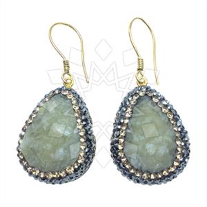 925 Sterling Silver Gem and Crystals Single Drop Earrings