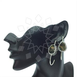 925 Sterling Silver Gem and Crystals Single Drop Earrings