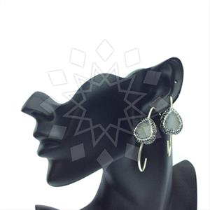 925 Sterling Silver Gem and Crystals Single Drop Earrings