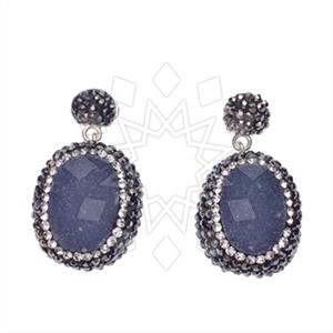 925 Sterling Silver Gem and Crystals Single Drop Earrings