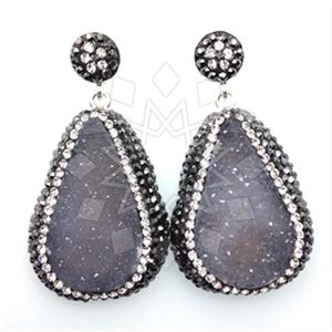 925 Sterling Silver Gem and Crystals Single Drop Earrings