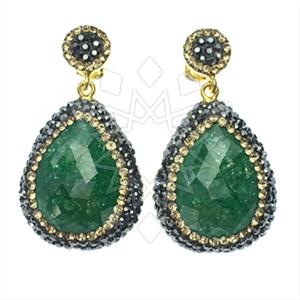 925 Sterling Silver Gem and Crystals Single Drop Earrings