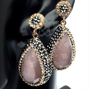 925 Sterling Silver Gem and Crystals Single Drop Earrings