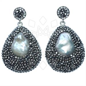 925 Sterling Silver Gem and Crystals Single Drop Earrings