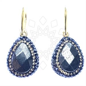 925 Sterling Silver Gem and Crystals Single Drop Earrings