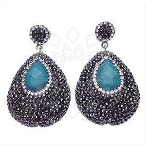 925 Sterling Silver Gem and Crystals Single Drop Earrings