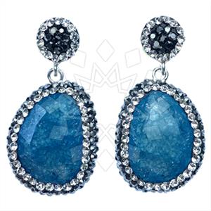 925 Sterling Silver Gem and Crystals Single Drop Earrings