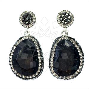 925 Sterling Silver Gem and Crystals Single Drop Earrings