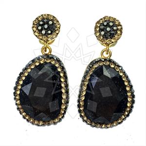 925 Sterling Silver Gem and Crystals Single Drop Earrings