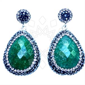 925 Sterling Silver Gem and Crystals Single Drop Earrings