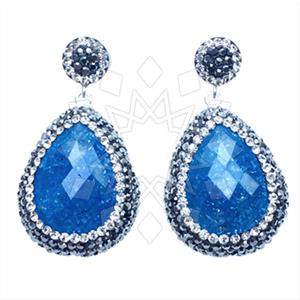 925 Sterling Silver Gem and Crystals Single Drop Earrings