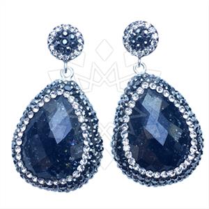 925 Sterling Silver Gem and Crystals Single Drop Earrings