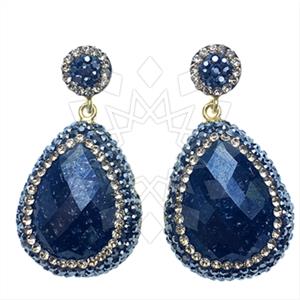 925 Sterling Silver Gem and Crystals Single Drop Earrings